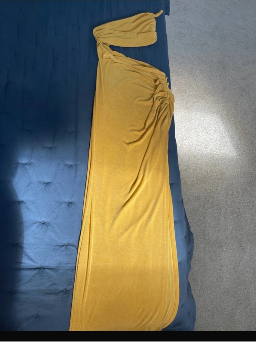 Oh Polly One-Shoulder Maxi Dress in Mustard Gold
